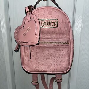 Juicy Couture Light Pink Monogram Mini Backpack with Heart Tag